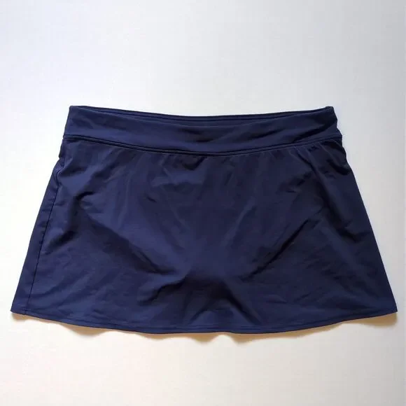 Lands' End Womens 14 Navy Blue Swim Skirt Suit Bottom Lined Built In Brief Beach - Picture 1 of 8